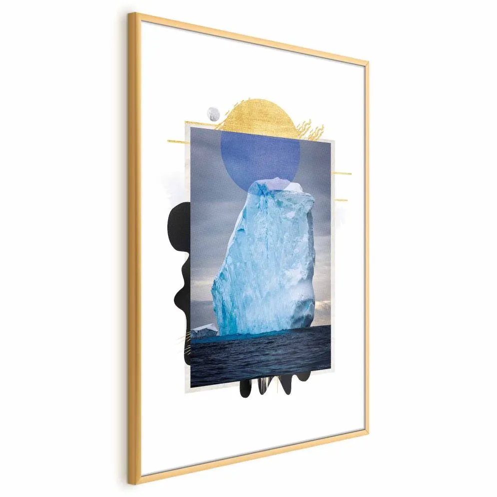 Plakat Góra lodowa 21x30 cm z ramą złotą bez marginesu | MIRAT.