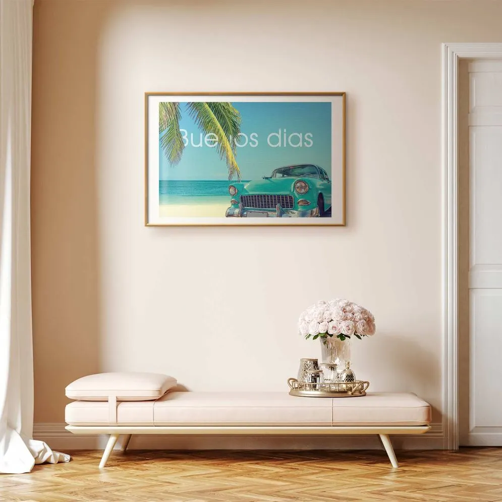 Plakat Buenos dias 90x60 cm z ramą złotą z marginesem | MIRAT.