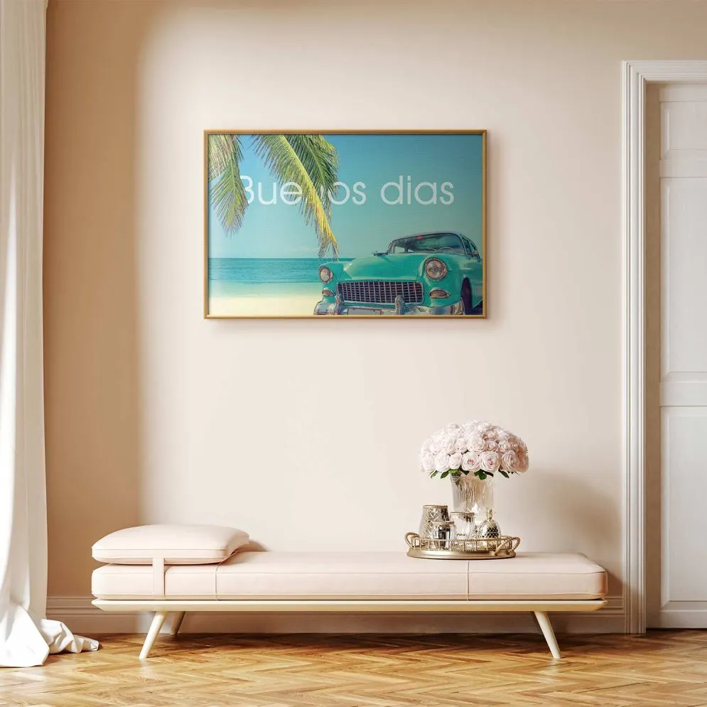 Plakat Buenos dias 90x60 cm z ramą złotą bez marginesu | MIRAT.