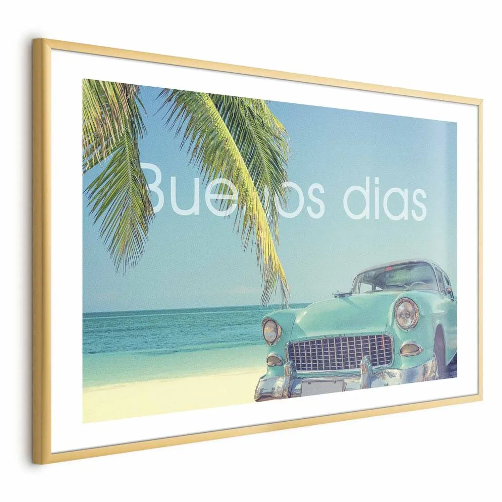 Plakat Buenos dias 90x60 cm z ramą złotą z marginesem | MIRAT.