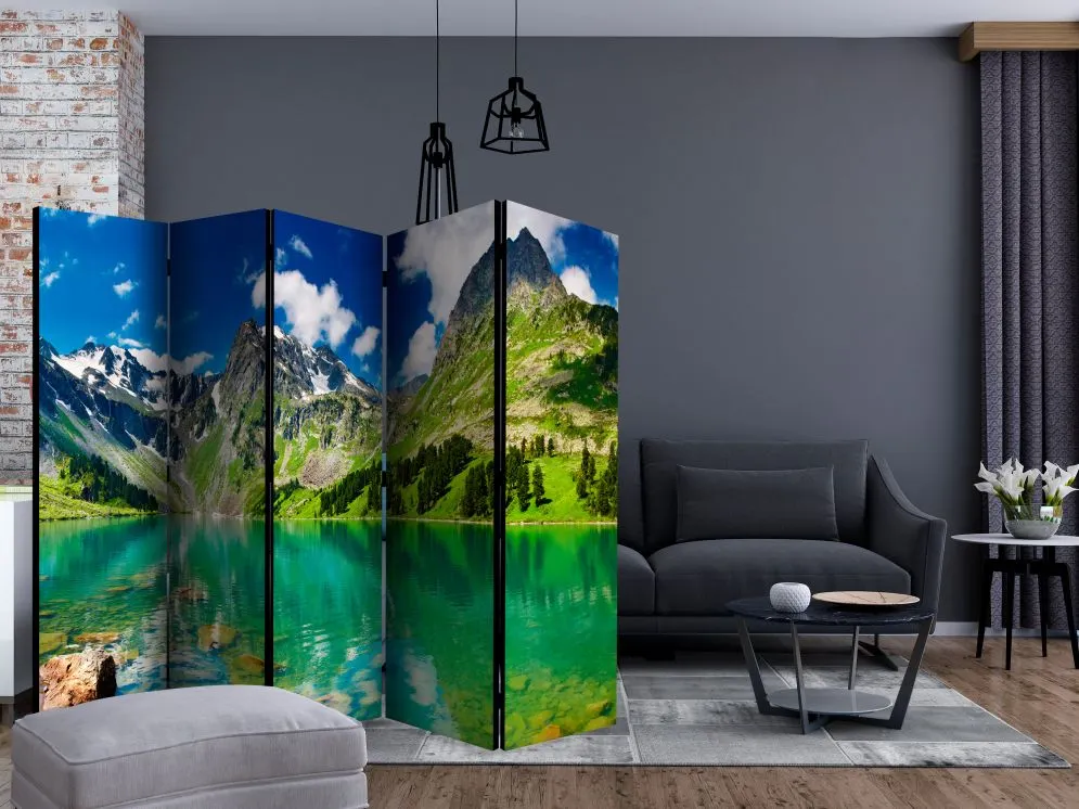 Parawan akustyczny Pejzaże 225x172 cm 5-częściowy zielony | MIRAT.