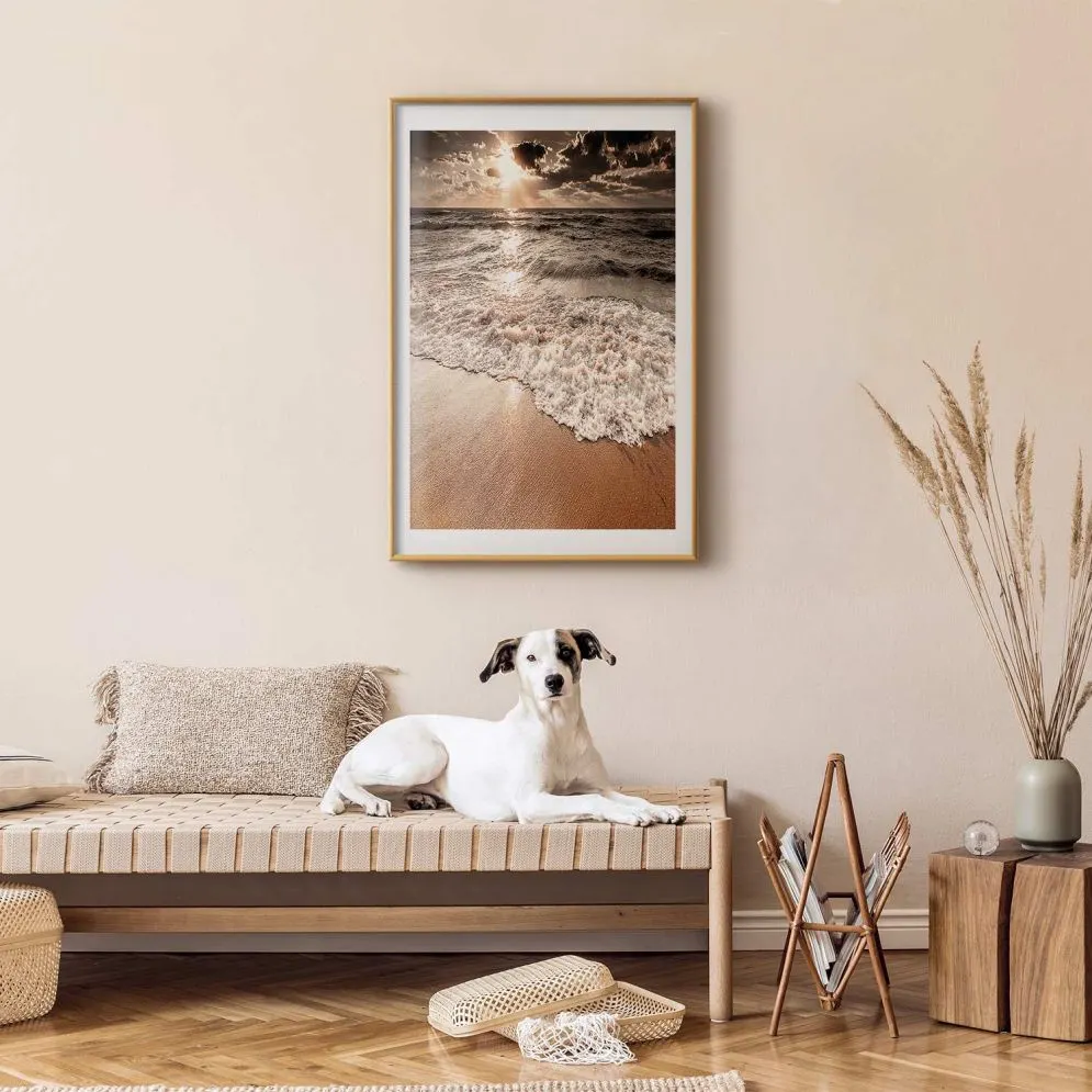 Plakat Przestrzeń fal 29,7x42 cm z ramą złotą z marginesem | MIRAT.