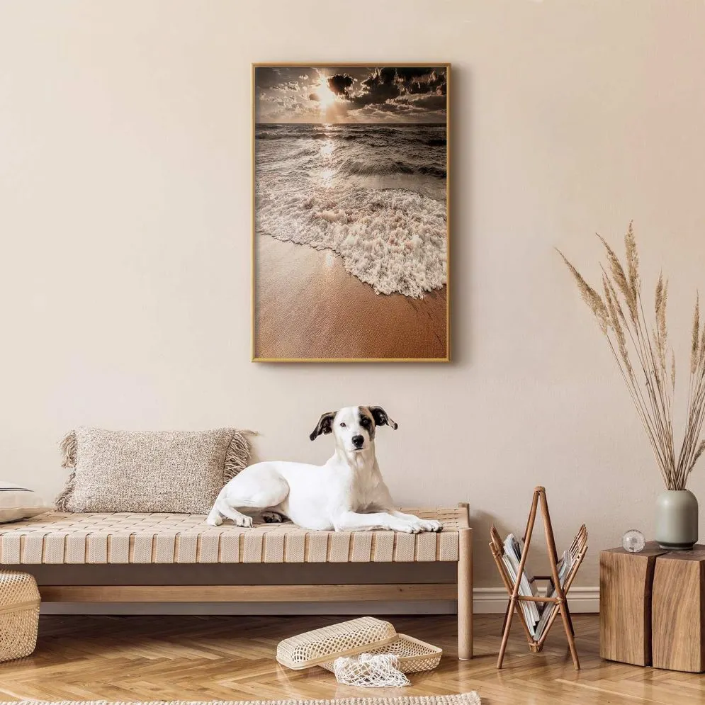 Plakat Przestrzeń fal 60x90 cm z ramą złotą bez marginesu | MIRAT.