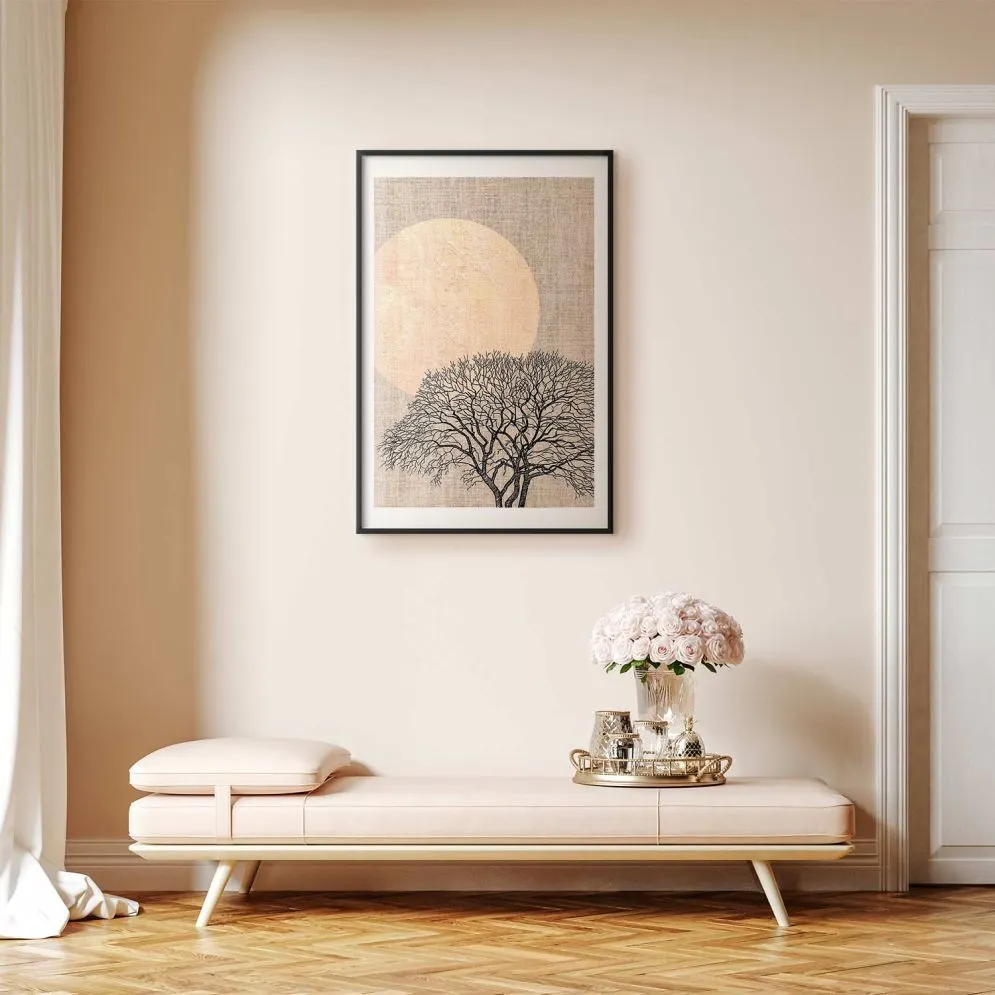Plakat Poranna pełnia księżyca 40x60 cm z ramą czarną z marginesem | MIRAT.