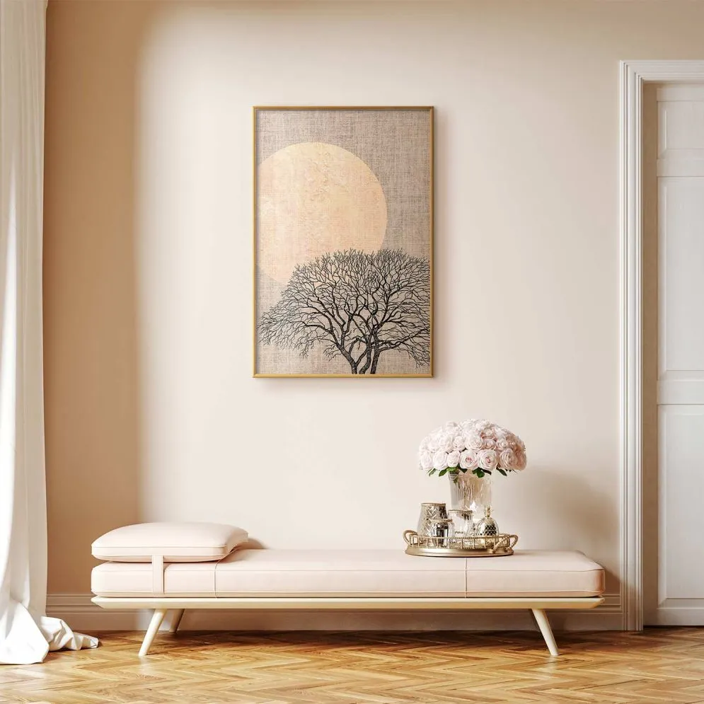 Plakat Poranna pełnia księżyca 21x30 cm z ramą złotą bez marginesu | MIRAT.