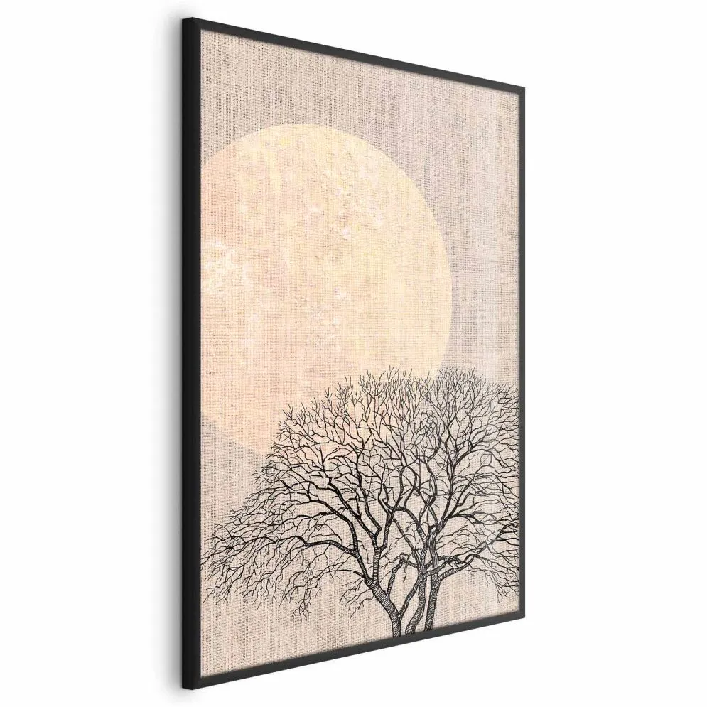 Plakat Poranna pełnia księżyca 40x60 cm z ramą czarną bez marginesu | MIRAT.