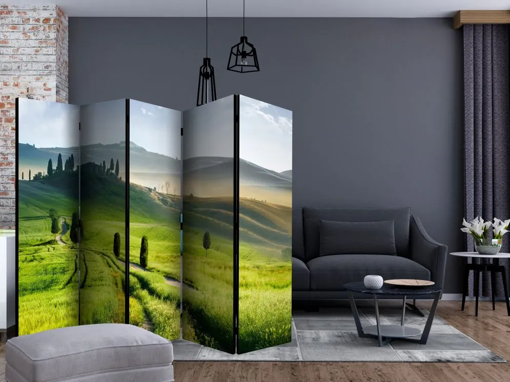 Parawan jednostronny Pejzaże 225x172 cm 5-częściowy zielony | MIRAT.