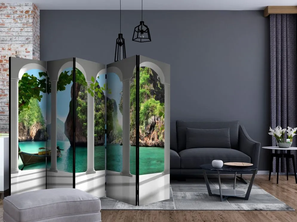 Parawan akustyczny Pejzaże 225x172 cm 5-częściowy szary | MIRAT.