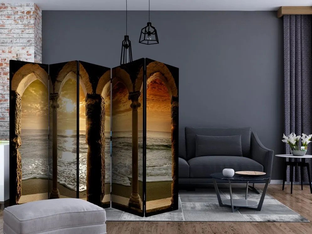 Parawan akustyczny Pejzaże 225x172 cm 5-częściowy brązowy | MIRAT.
