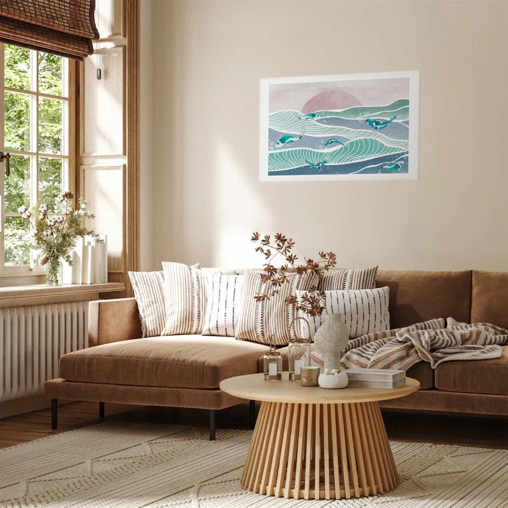 Plakat Ryby na falach 60x40 cm bez ramy z marginesem | MIRAT.