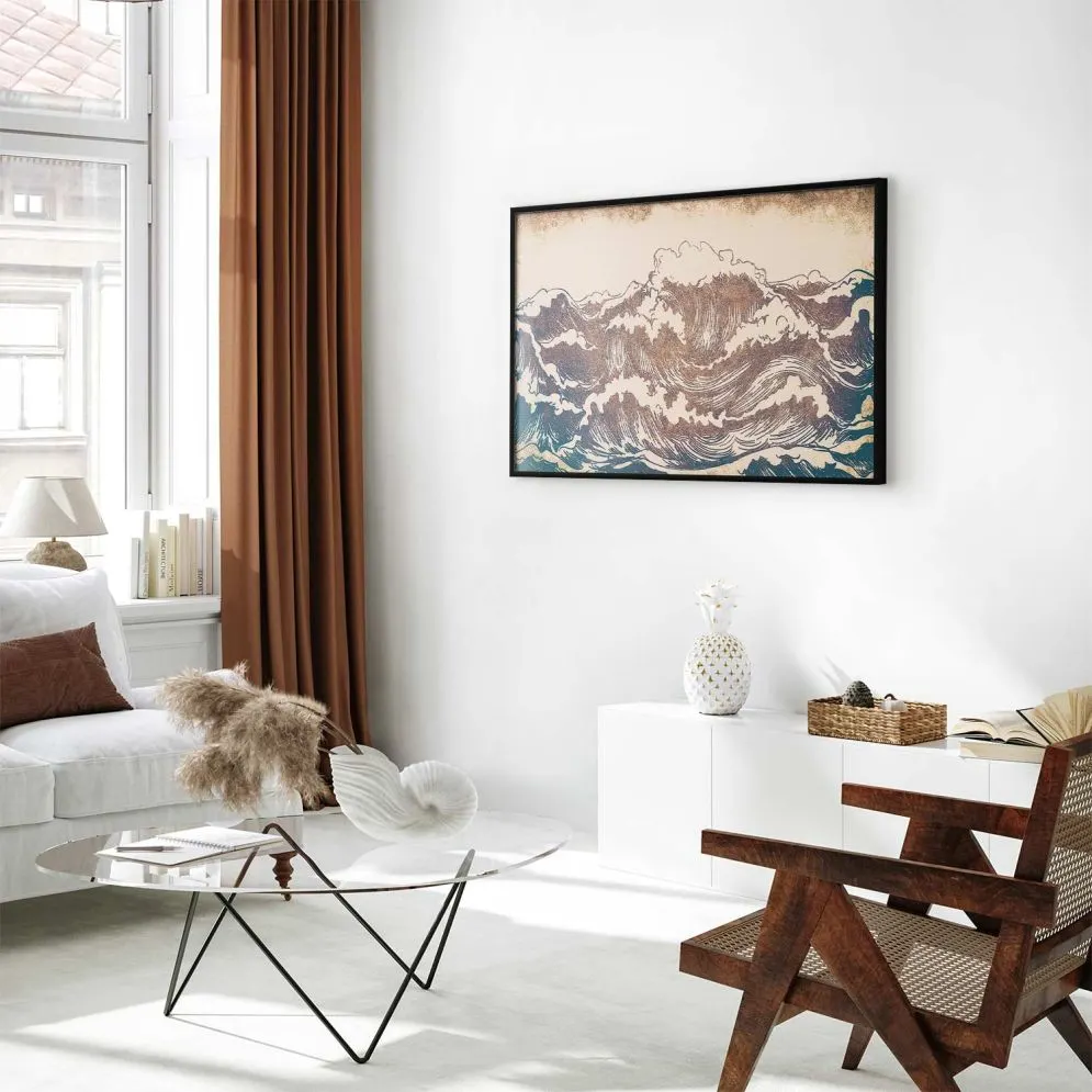 Plakat Olbrzymie fale 90x60 cm z ramą czarną bez marginesu | MIRAT.