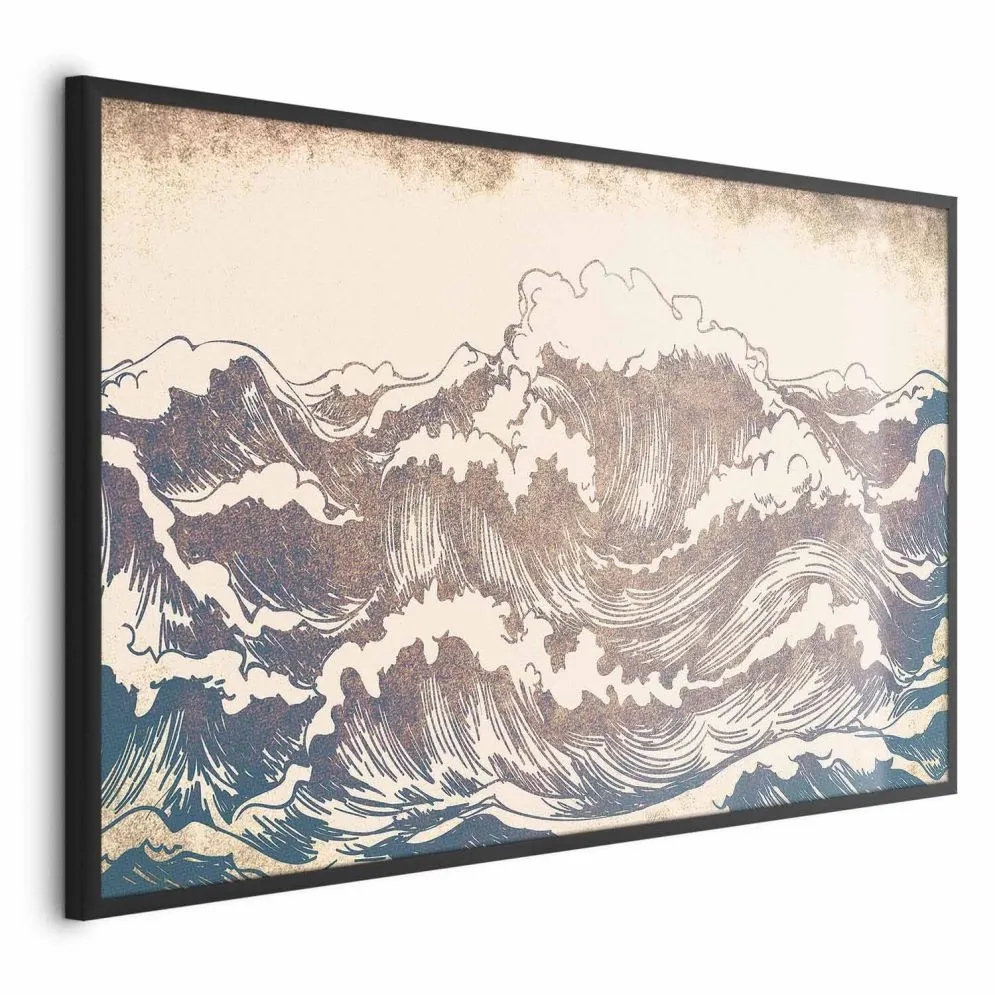 Plakat Olbrzymie fale 90x60 cm z ramą czarną bez marginesu | MIRAT.