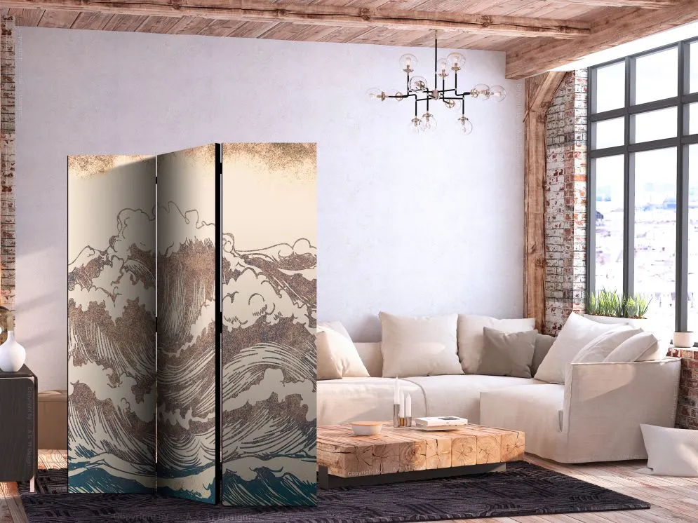 Parawan akustyczny Pejzaże 135x172 cm 3-częściowy beżowy | MIRAT.