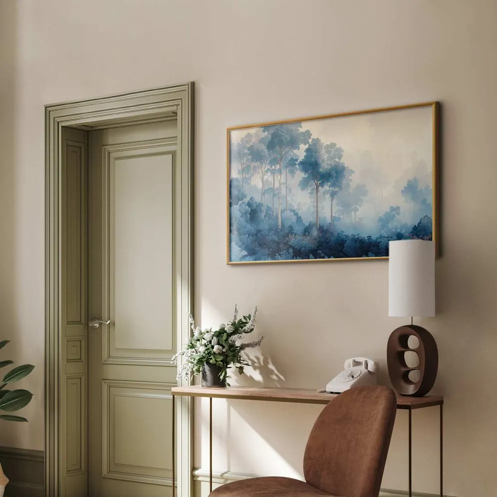 Plakat Lasek we mgle 60x40 cm z ramą złotą bez marginesu | MIRAT.