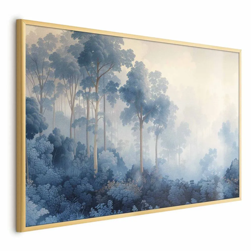 Plakat Lasek we mgle 60x40 cm z ramą złotą bez marginesu | MIRAT.