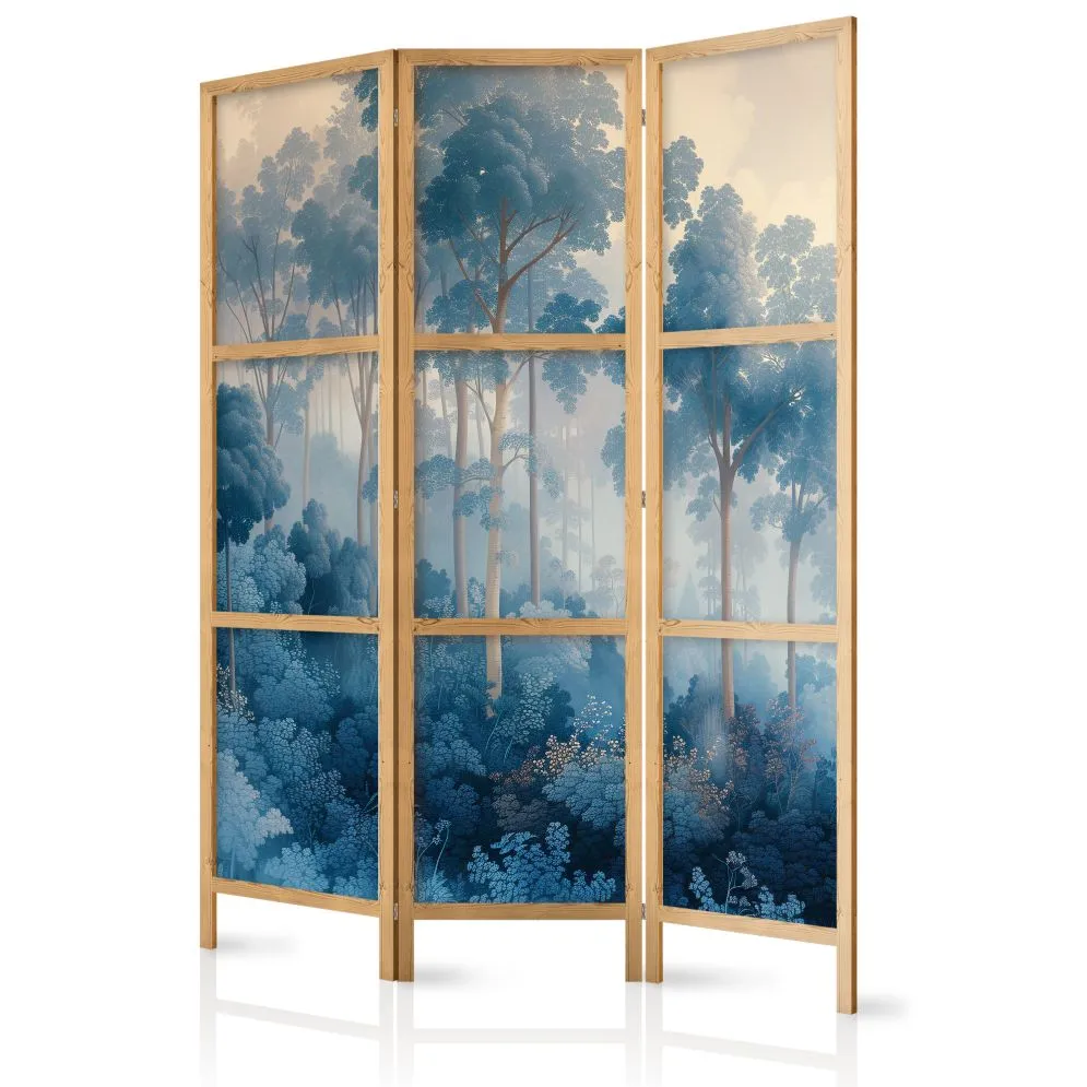 Parawan japoński Kwiaty 135x172 cm 3-częściowy niebieski | MIRAT.