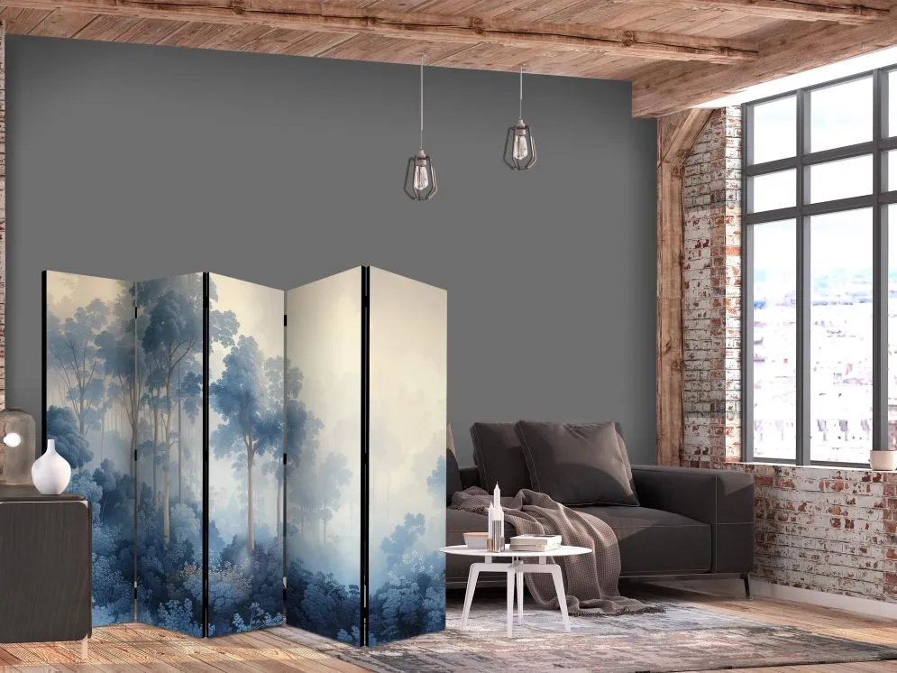 Parawan dwustronny Kwiaty 225x172 cm 5-częściowy beżowy | MIRAT.