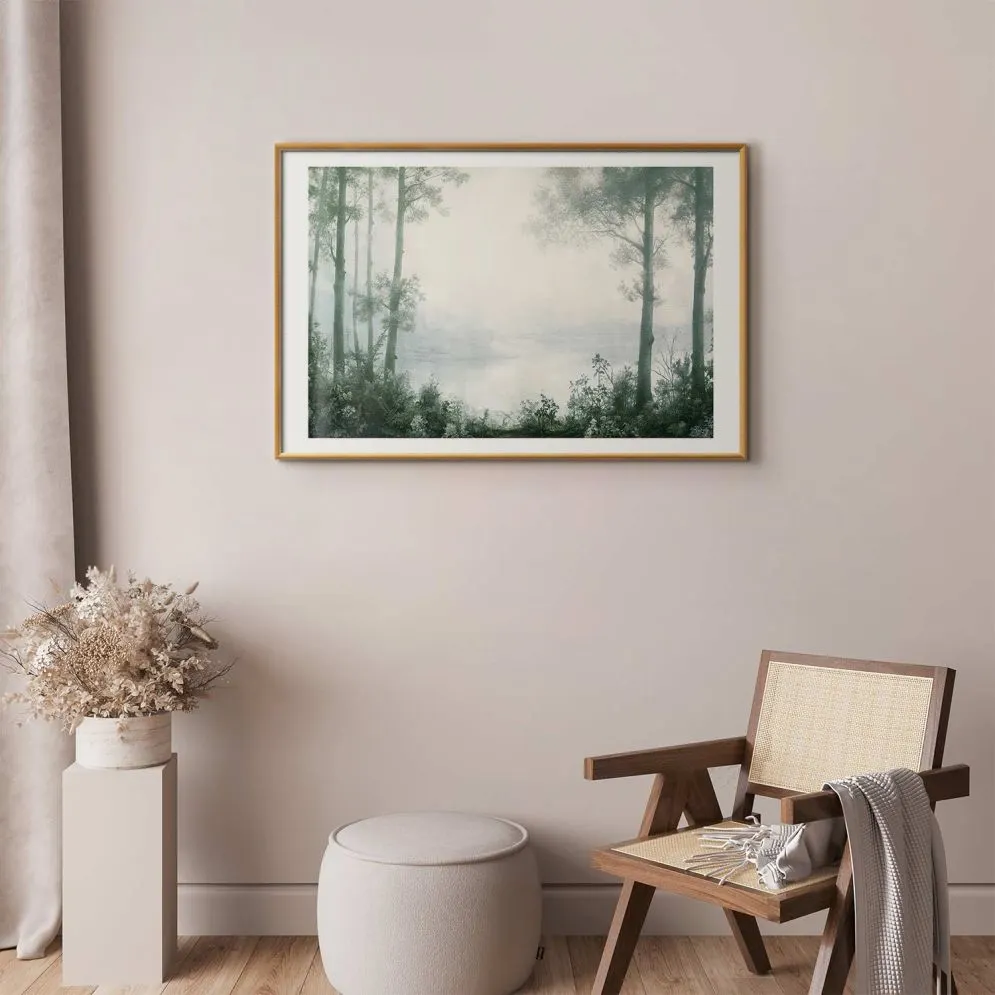 Plakat Lasek i staw 90x60 cm z ramą złotą z marginesem | MIRAT.