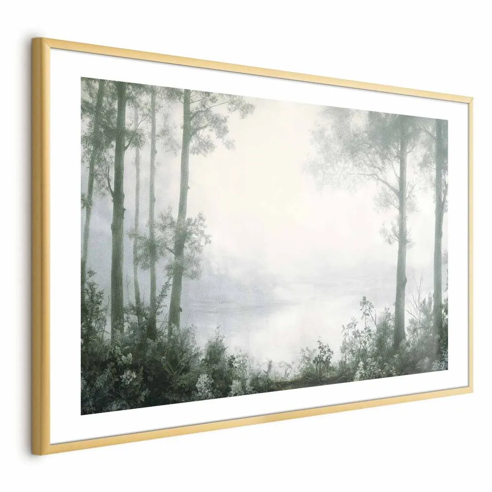 Plakat Lasek i staw 90x60 cm z ramą złotą z marginesem | MIRAT.