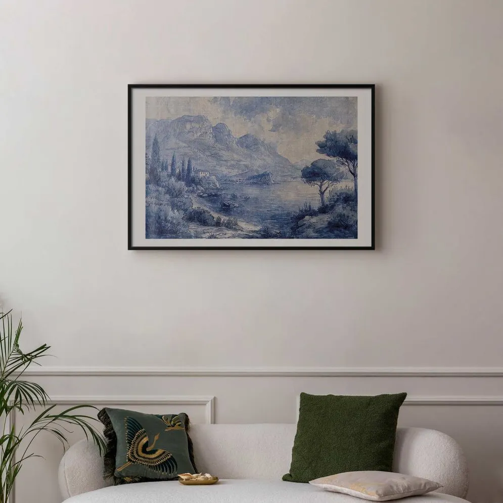 Plakat Niebieska zatoka 30x21 cm z ramą czarną z marginesem | MIRAT.