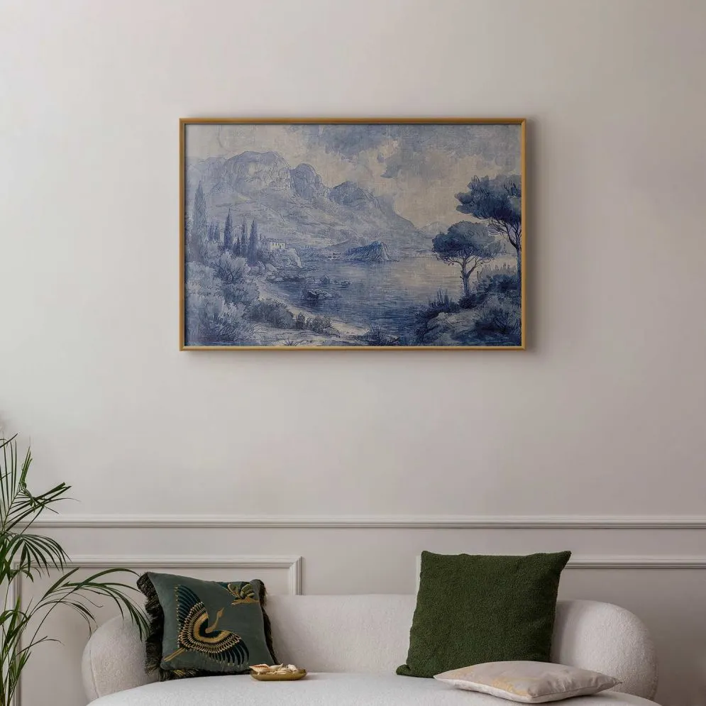 Plakat Niebieska zatoka 42x29,7 cm z ramą złotą bez marginesu | MIRAT.