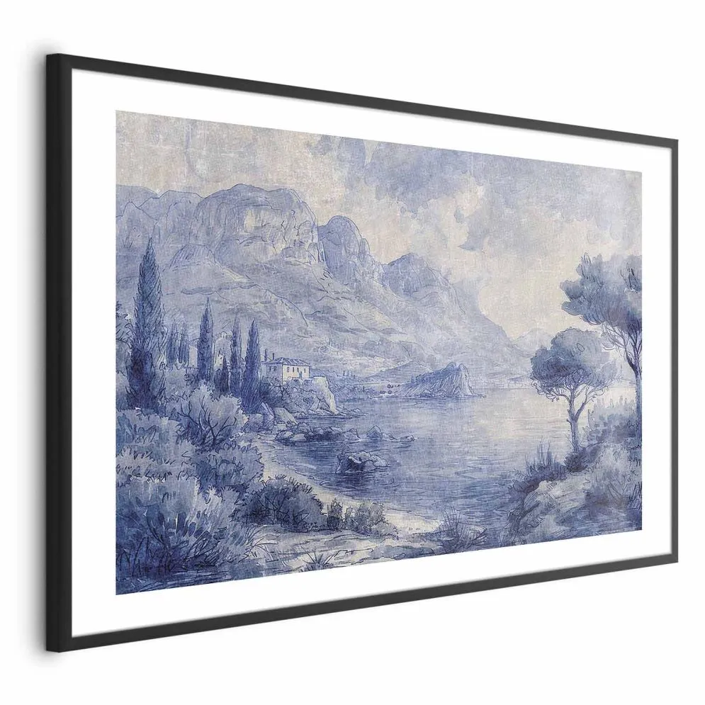 Plakat Niebieska zatoka 30x21 cm z ramą czarną z marginesem | MIRAT.