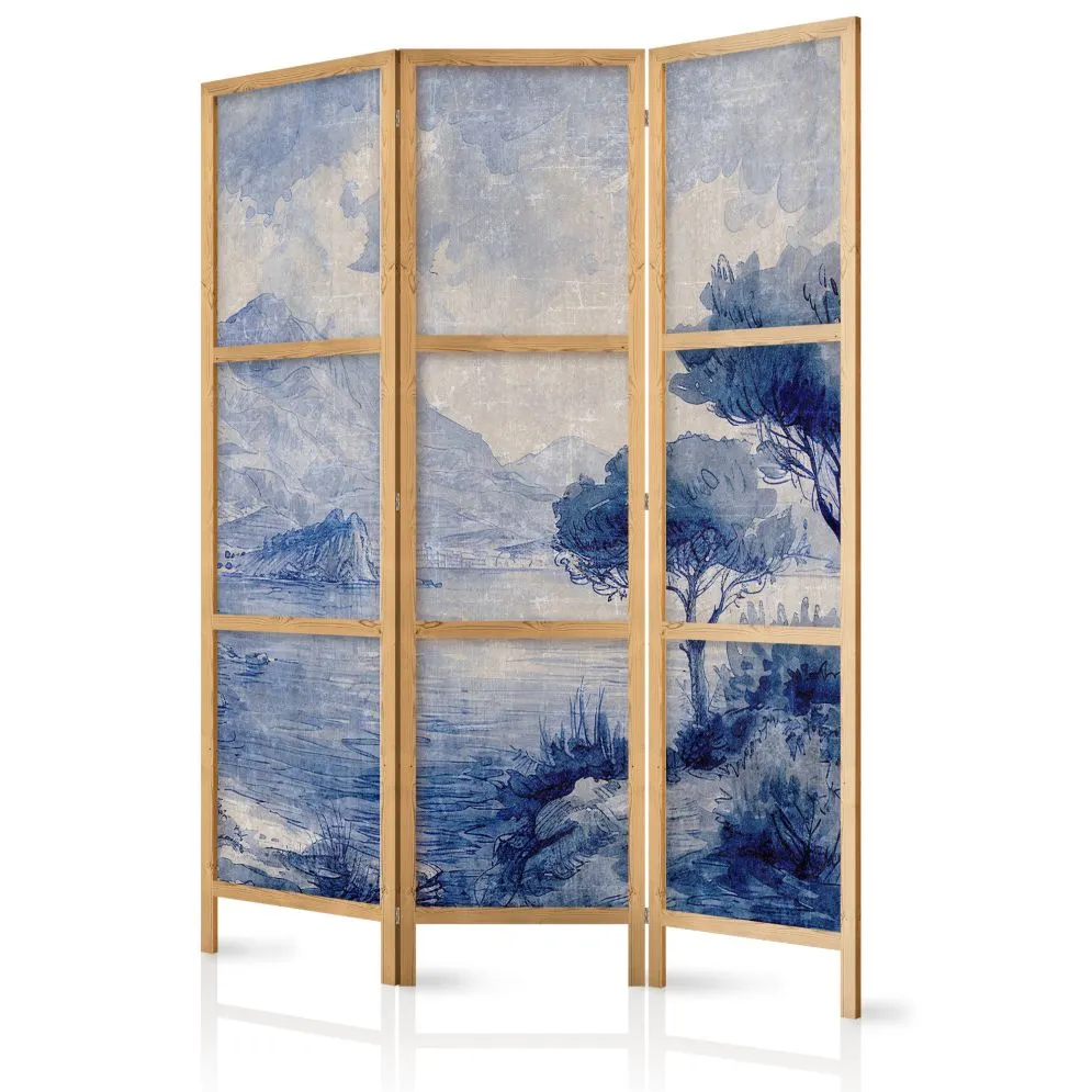 Parawan japoński Pejzaże 135x172 cm 3-częściowy szary | MIRAT.