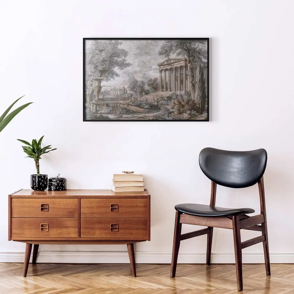 Plakat Świątynia na wzgórzu 60x40 cm z ramą czarną bez marginesu | MIRAT.