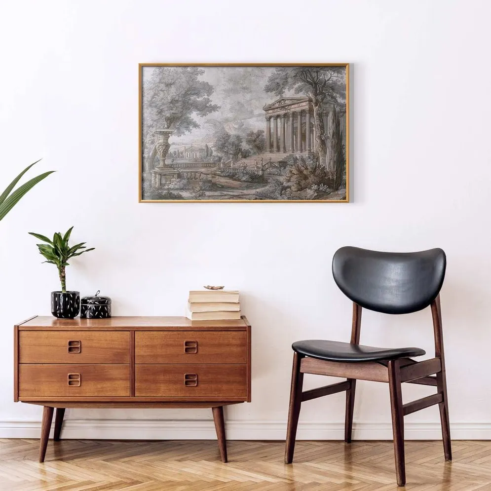 Plakat Świątynia na wzgórzu 42x29,7 cm z ramą złotą bez marginesu | MIRAT.