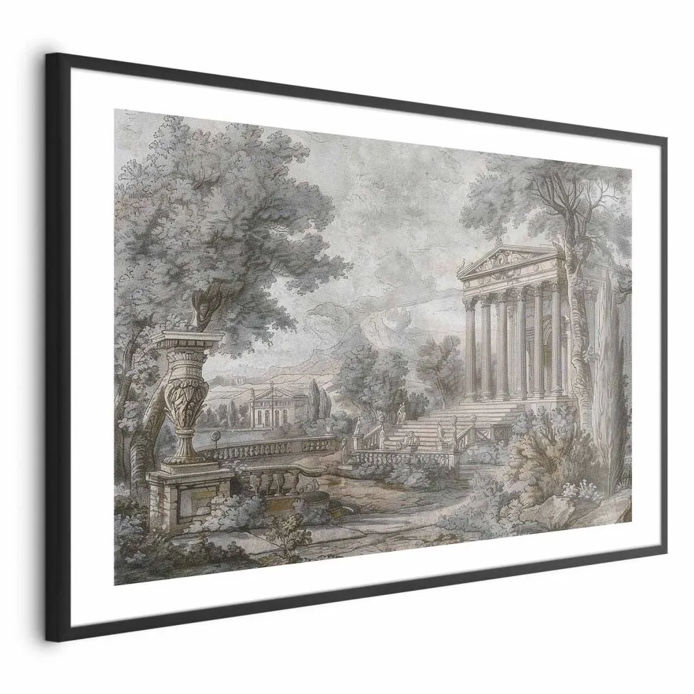 Plakat Świątynia na wzgórzu 60x40 cm z ramą czarną z marginesem | MIRAT.