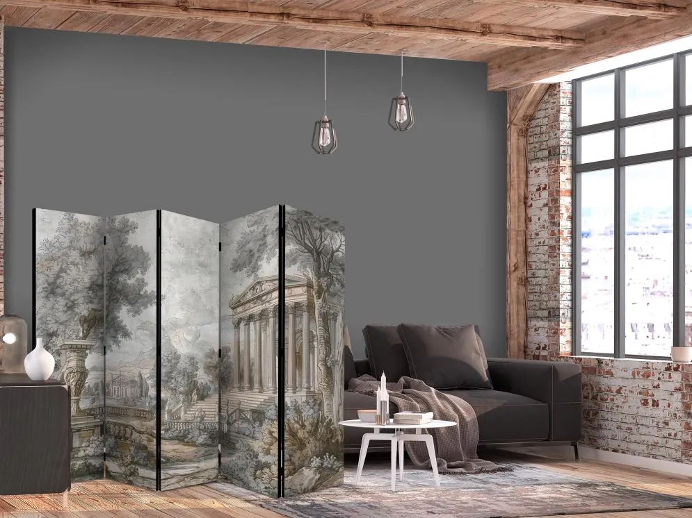 Parawan dwustronny Pejzaże 225x172 cm 5-częściowy szary | MIRAT.