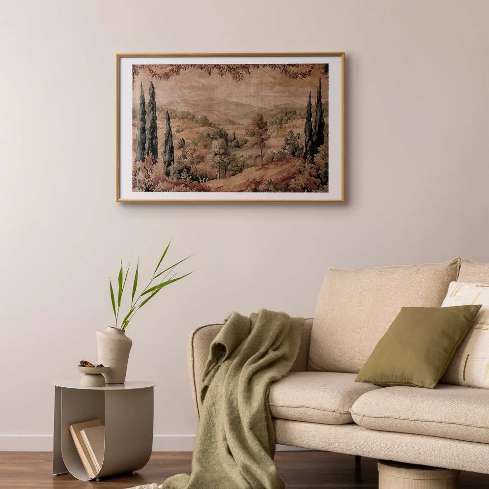Plakat Śródziemnomorski krajobraz 60x90 cm z ramą złotą z marginesem | MIRAT.
