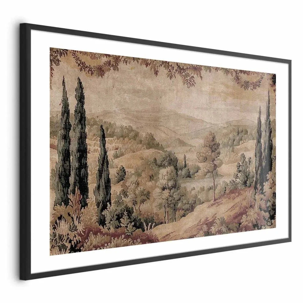 Plakat Śródziemnomorski krajobraz 40x60 cm z ramą czarną z marginesem | MIRAT.