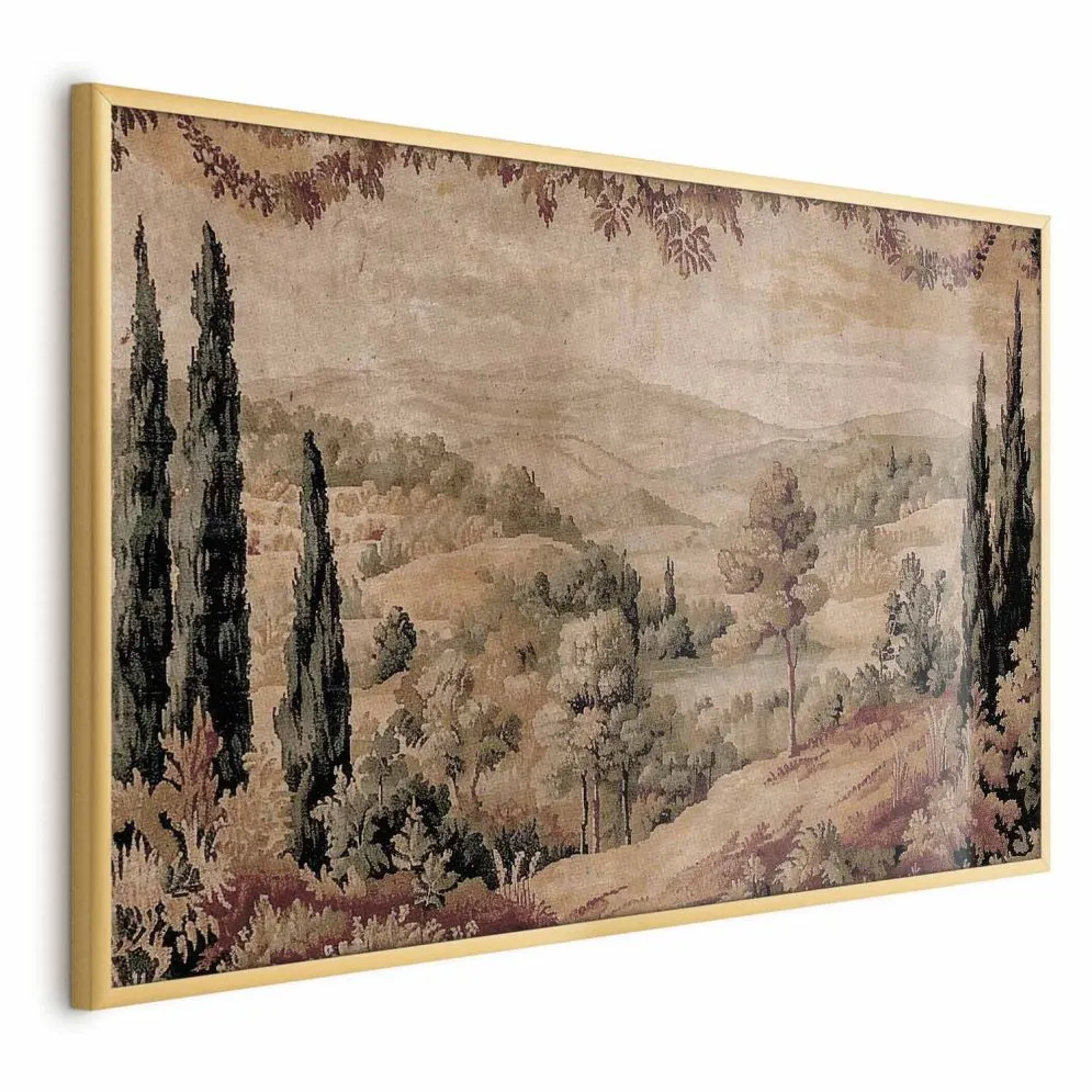 Plakat Śródziemnomorski krajobraz 60x90 cm z ramą złotą bez marginesu | MIRAT.