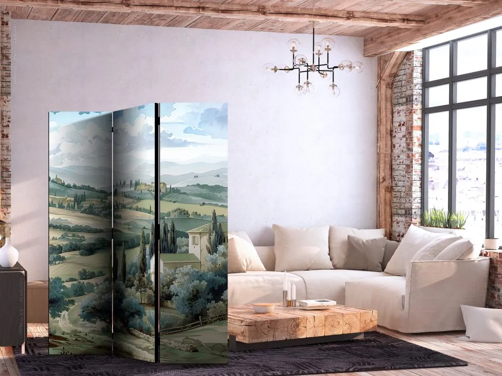 Parawan dwustronny Pejzaże 135x172 cm 3-częściowy beżowy | MIRAT.