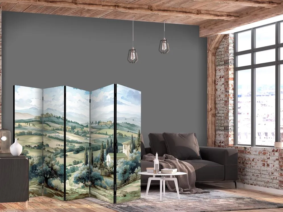 Parawan dwustronny Pejzaże 225x172 cm 5-częściowy beżowy | MIRAT.