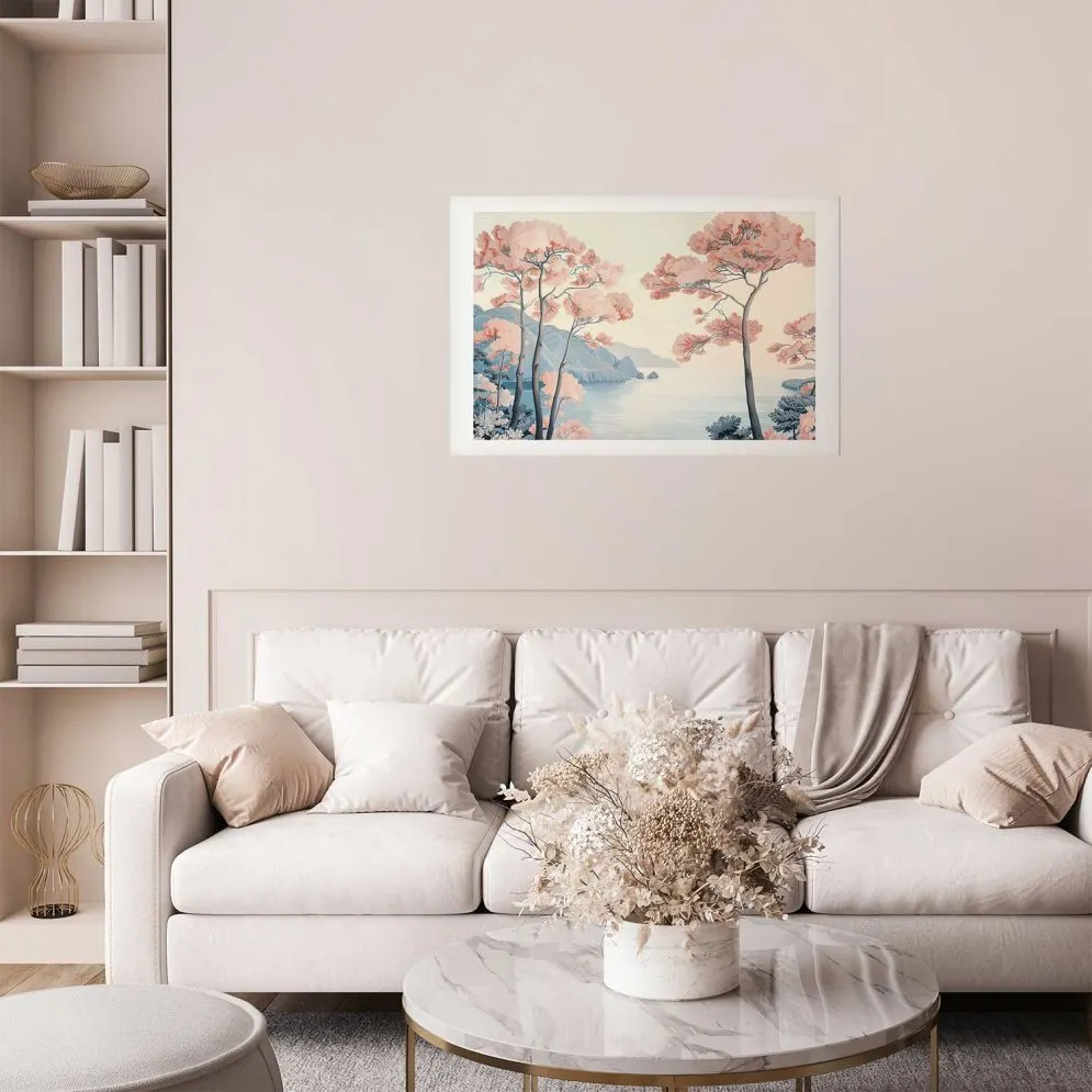 Plakat Ocean i drzewa 90x60 cm bez ramy z marginesem | MIRAT.