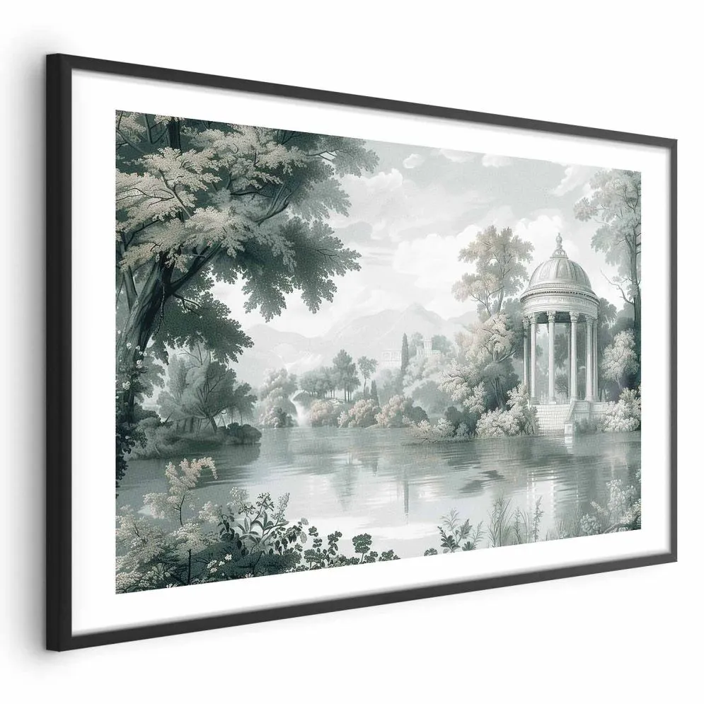 Plakat Pejzaż retro 60x40 cm z ramą czarną z marginesem | MIRAT.