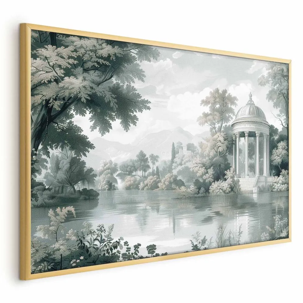 Plakat Pejzaż retro 60x40 cm z ramą złotą bez marginesu | MIRAT.
