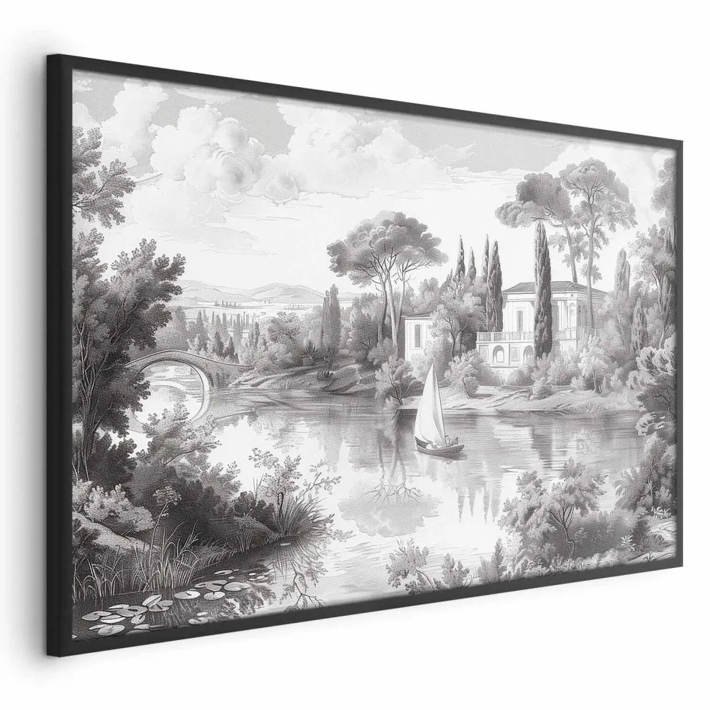 Plakat Pejzaż vintage 60x40 cm z ramą czarną bez marginesu | MIRAT.