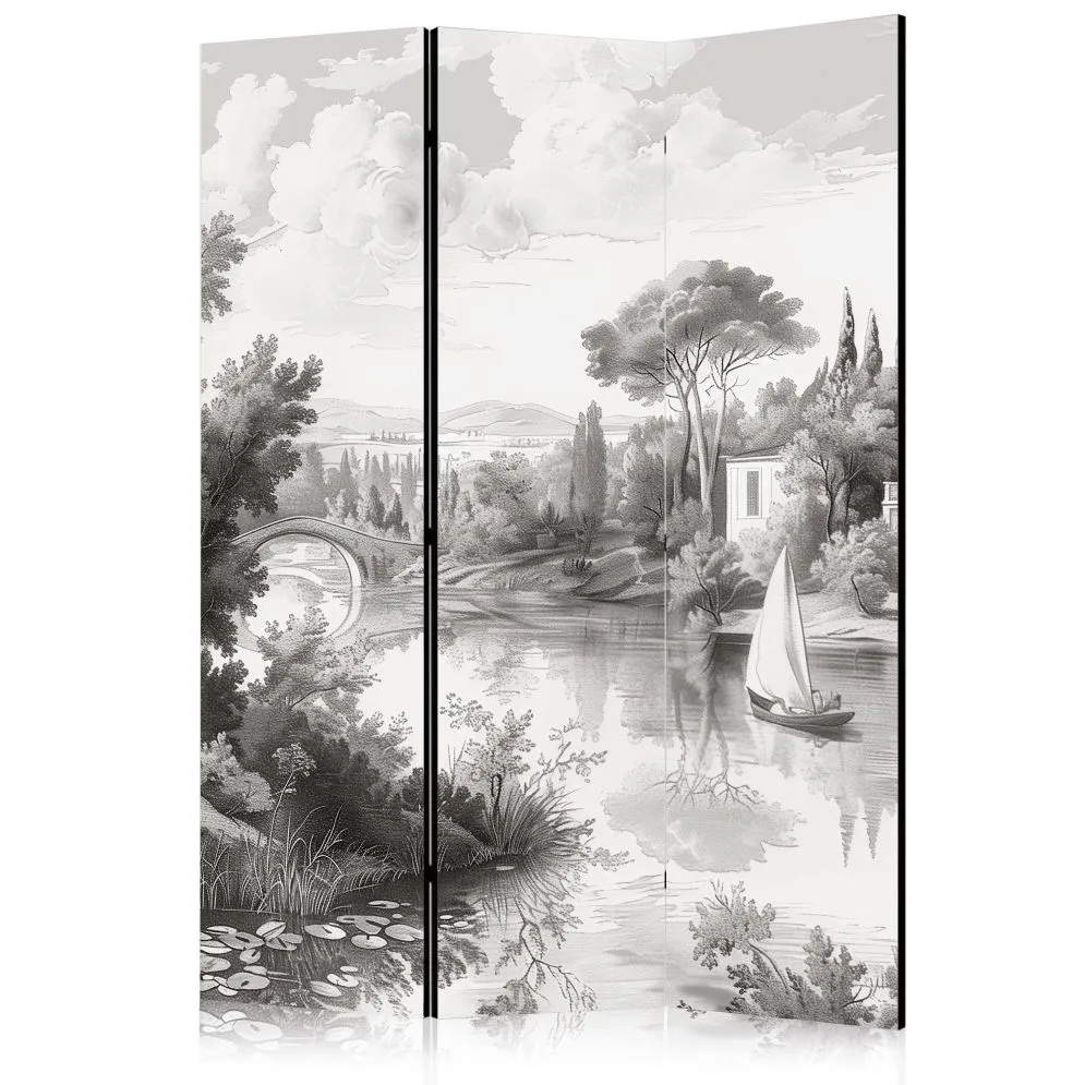 Parawan jednostronny Pejzaże 135x172 cm 3-częściowy szary | MIRAT.