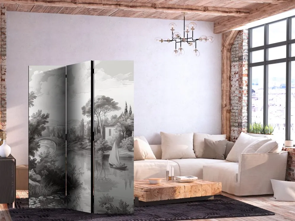 Parawan jednostronny Pejzaże 135x172 cm 3-częściowy szary | MIRAT.