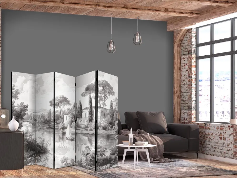 Parawan dwustronny Pejzaże 225x172 cm 5-częściowy szary | MIRAT.