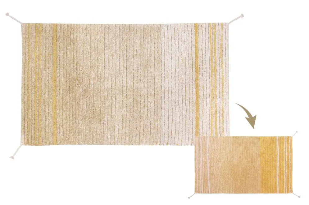 Dywan TWIN AMBER 80x140 żółty/beżowy dwustronny z frędzlami | MIRAT.