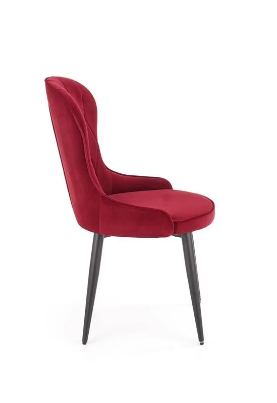Krzesło K366 VELVET bordowe aksamitne o opływowym kształcie | MIRAT. styl GLAMOUR
