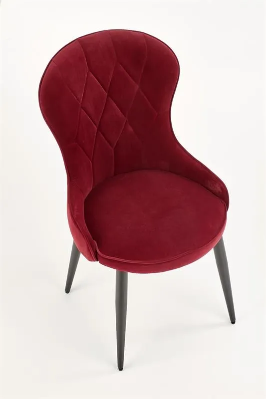 Krzesło K366 VELVET bordowe aksamitne o opływowym kształcie | MIRAT. styl GLAMOUR
