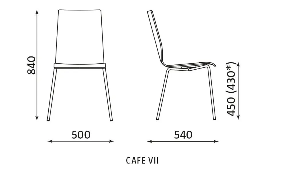 Krzesło CAFE VII buk na metalowych nogach kawiarniane | MIRAT.
