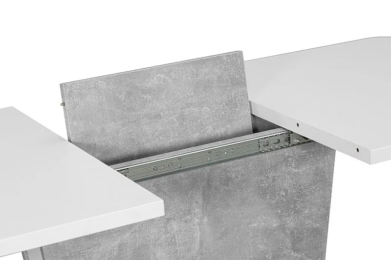 Stół CALIPSO 110(145)x68 biały mat/beton rozkładany | MIRAT.