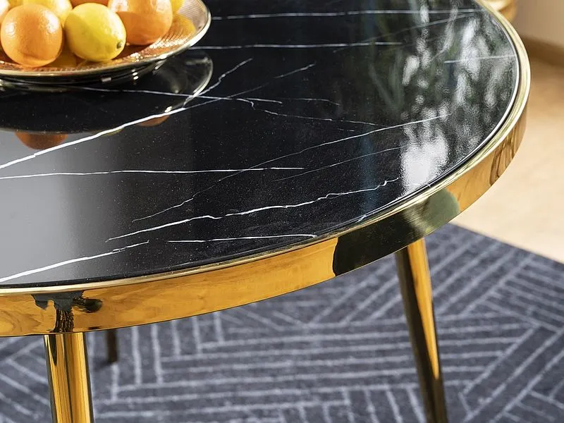 Stół okrągły CALVIN czarny marmur/złoty szklany | MIRAT. w stylu GLAMOUR kolekcja
