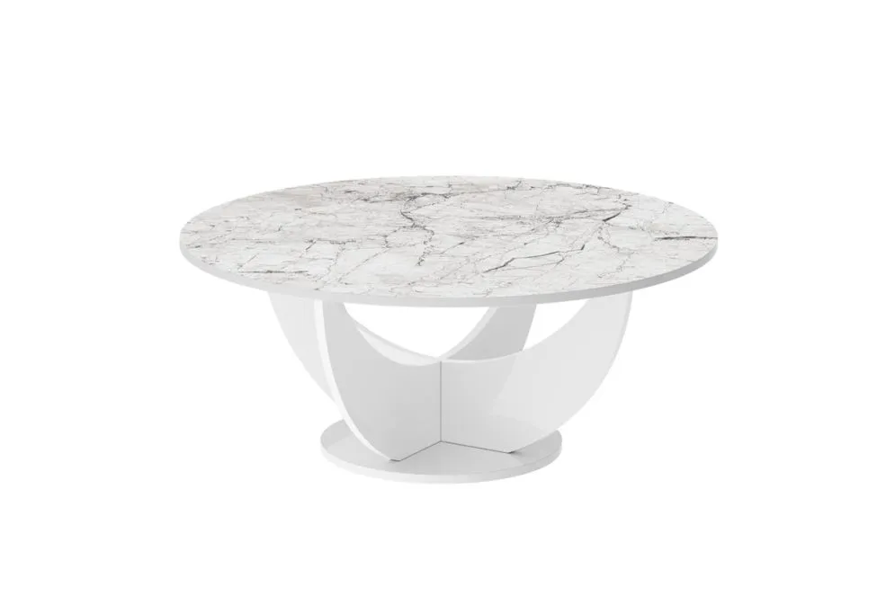 Ława CAPRI 100x100 biały marmur/biały połysk elegancka I sklep meblowy MIRAT.